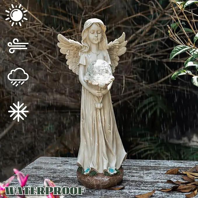 Angel Statue for Garden - 16.3 inches Guardian Solar Garden Statue, Gardening Gifts for Mom Grandma Lawn Ornaments Figurines for Outdoor Decor by GreenHaven Gardens