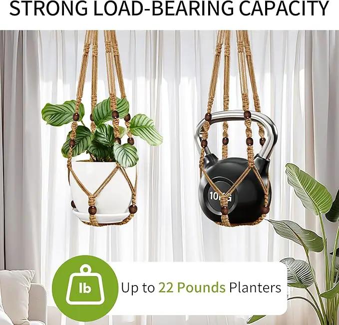 3 Pack Macrame Plant Hanger - 35"/29"/23" Different Sizes, Hanging Planter Basket Flower Pot Holder for Indoor Outdoor, Boho Home Decor, Brown (POTS NOT Included) by GreenHaven Gardens