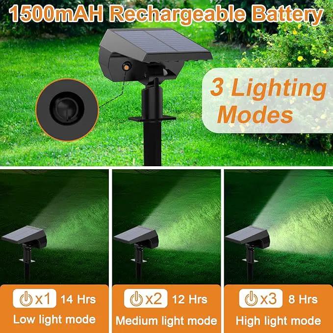 WELALO Solar Spot Lights Outdoor, [2 Pack/52 LED/3 Modes] 2-in-1 Solar Landscape Spotlights, Solar Powered Security Lights, IP65 Waterproof Wall Lights for Walkway Yard Garden Driveway(Cool White) by GreenHaven Gardens
