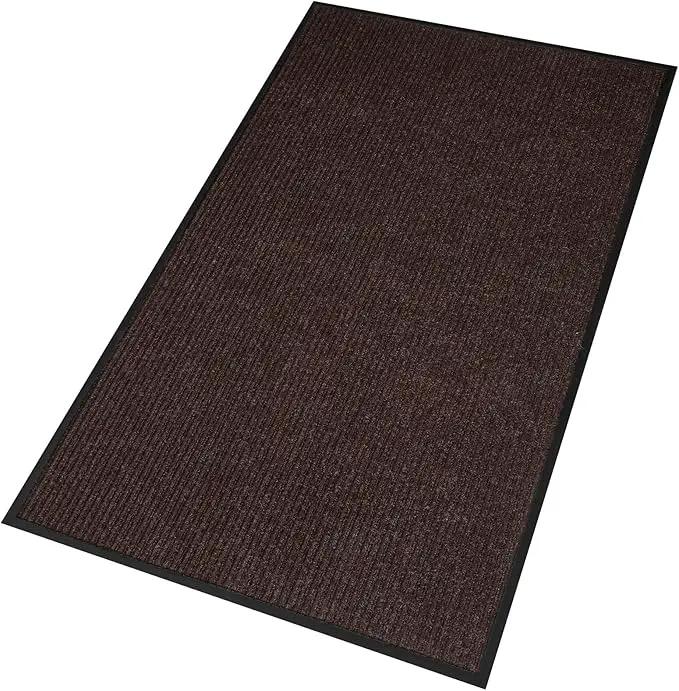 Low Profile Rubber Door Mat, 60x35inch, Heavy Duty, Entrance Doormat, Indoor and Outdoor, Waterproof, Easy Clean Shoe Scraper, Home Rug Welcome Mats for Entryway, Patio, Porch, Brown by GreenHaven Gardens