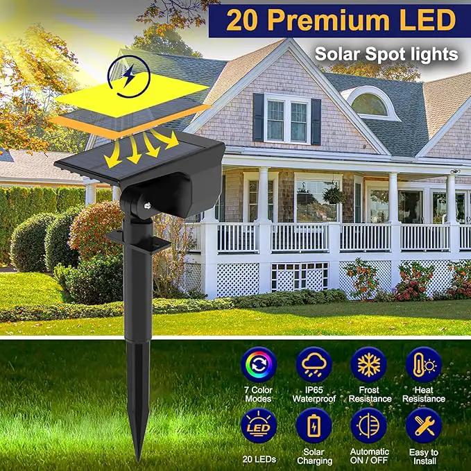 nipify 4 Pack Solar Spot Lights Outdoor Color Changing, 7 Modes Halloween RGB Solar Powered Waterproof Spotlight, Landscape Lighting for Outside Yard Garden Pathway by GreenHaven Gardens