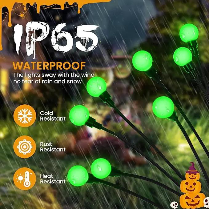 Solar Garden Lights,Halloween Lights Outdoor 20 LED Firefly Halloween Garden Lights Outdoor,Solar Lights for Outside,Solar Lights Outdoor Waterproof for Halloween,Christmas,Yard,Patio(Green) by GreenHaven Gardens