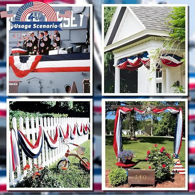 24x240 Inch American Patriotic Bunting Flags,Red White and Blue Banner for 4th of July Decorations Outdoor and Labor Day,Veterans Day,Memorial Days 1 Pack by GreenHaven Gardens