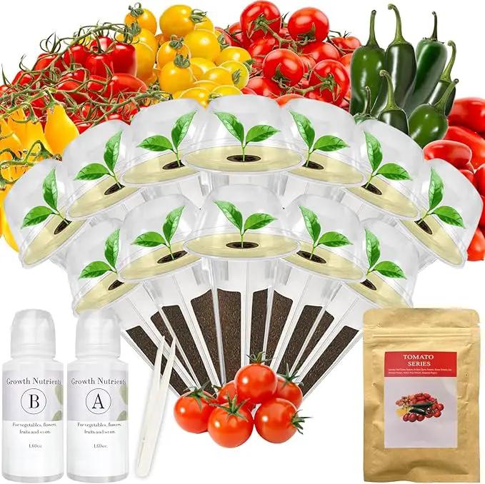 Tomato Seed Pod Kit for AeroGarden, idoo, Ahopegarden, MUFGA with Red Cherry/Golden Harvest Cherry Tomato, Roma/San Marzano/Yellow Pear Tomato - Compatible with All Hydroponics (12-Pod) by GreenHaven Gardens