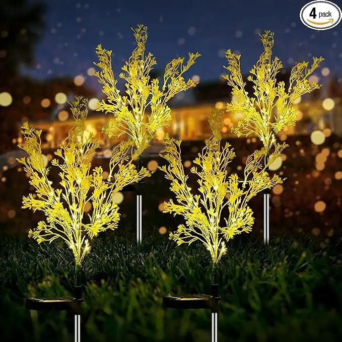 Neporal Garden Solar Lights Outdoor Waterproof IP65 4 Pack, 7-Stems Dusk to Dawn Golden Solar Flowers, Bigger Solar Panel for Garden,Yard, Patio Outdoor Decorative by GreenHaven Gardens