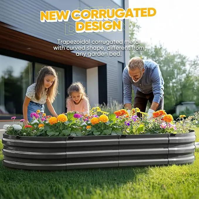 KING BIRD Raised Garden Bed Kit 2025 Upgraded Quick-Setup Galvanized Planter Garden Box Outdoor for Gardening, Vegetables, Flowers, 74x36x12 in, Dark Grey 2PCS by GreenHaven Gardens