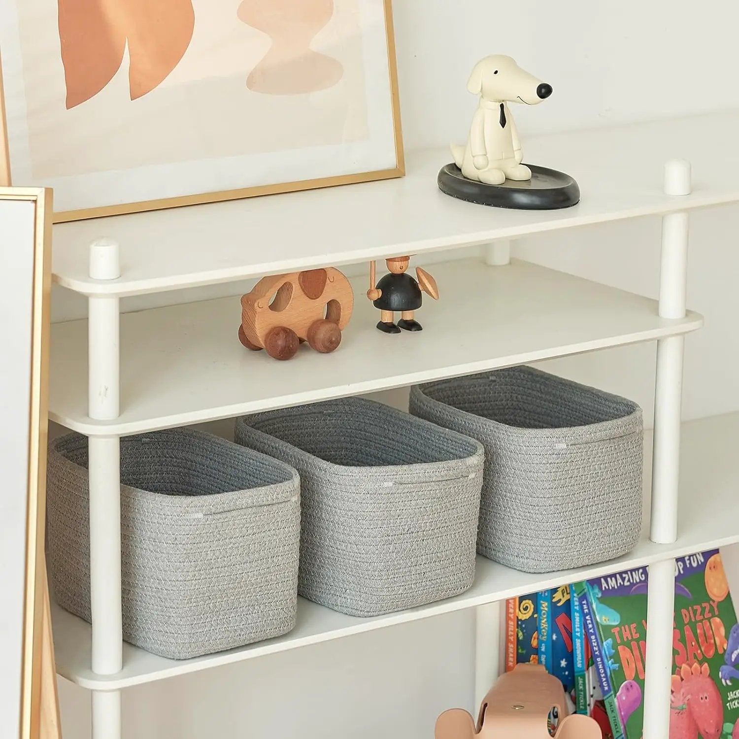 Small Cotton Rope Basket – Storage Bin for Organizing (10.6" x 6.7" x 6.7"), Bathroom Storage Basket for Shelf, Counter & Closet（Grey） by GreenHaven Gardens
