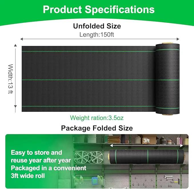 Driveway Fabric for Weed Control – 13FT x 150FT with Staples, Heavy-Duty Weed Barrier, Durable Landscape Fabric 3.5OZ for Garden, Gravel, Pathways, Erosion Control, Construction, and Outdoor Projects by GreenHaven Gardens