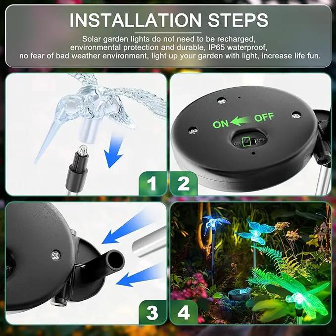 Anordsem Solar Lights Outdoor Decorations: Garden Stake Light Waterproof for Yard Decor Outside - LED Dragonfly Hummingbird Butterfly Lamp for Patio Pathway Home by GreenHaven Gardens