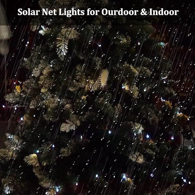Christmas Net Lights, 204 LED Outdoor Mesh Lights Waterproof, Bush Solar Net Lights with 8-Lighting Modes for Tree Garden Yard Christmas Wedding Party Decoration(White) by GreenHaven Gardens
