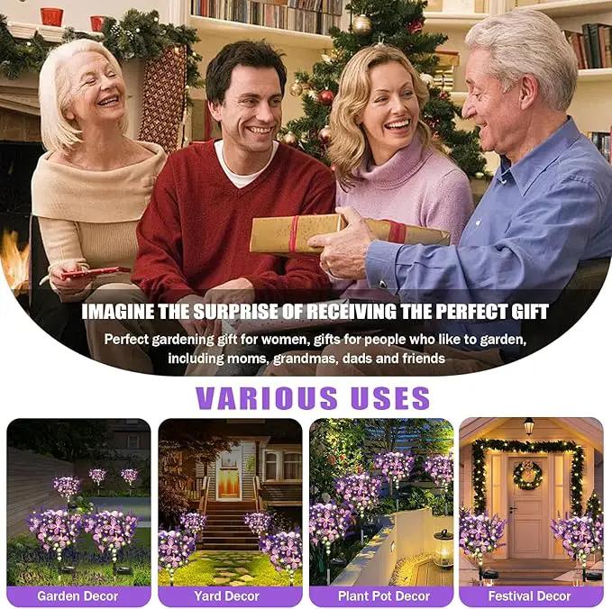 Solar Garden Lights Outdoor, 2 Pack Purple Lavender Solar Butterfly Lights Gardening Gifts for Women, Purple Solar Artificial Flower with Butterfly Purple Garden Decor for Lawn Patio-Warm White by GreenHaven Gardens
