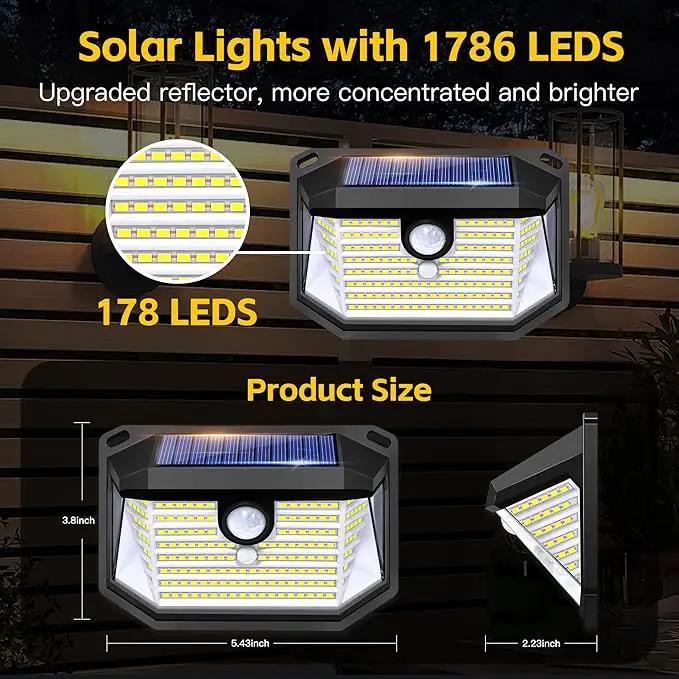 Solar Lights Outdoor Motion Sensor, 178 LED 300LM Waterproof IP65, Wall Mounted Security Light with 3 Modes, 270° Wide AngleWide Angle, Solar Powered for Garden, Yard, Patio, Front Door(2Pack) by GreenHaven Gardens