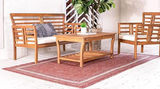 Unique Loom Outdoor Border Collection Area Rug - Soft Border (7' 10" x 11' 4" Rectangle, Rust Red/ Ivory) by GreenHaven Gardens