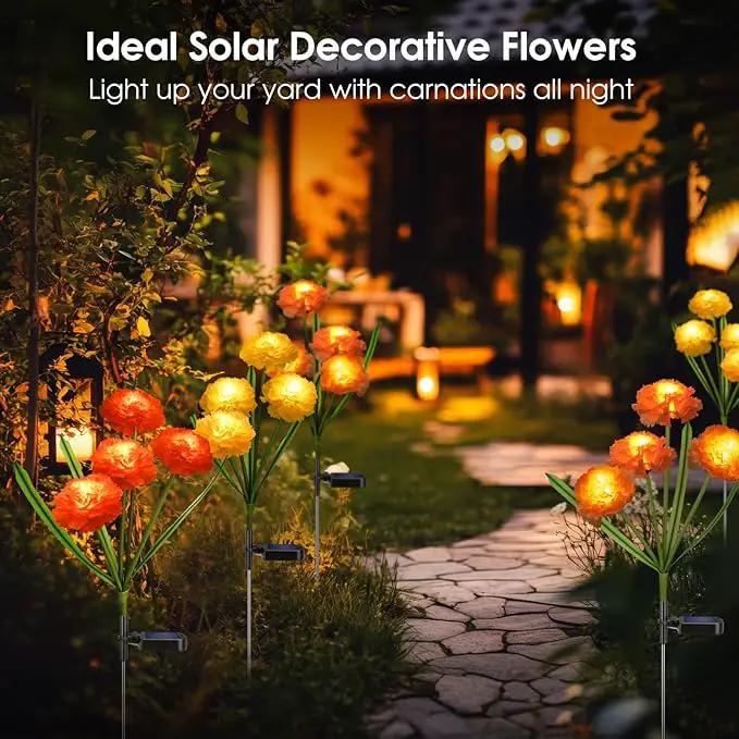 Solar Flowers Outdoor Waterproof, Solar Carnation Stake Lights Outside with 12 Real Looking Flowers for Yard Decorations Outdoor, Front Yard, Garden, Flower Bed, Lawn, Patio Decor (3 Pack) by GreenHaven Gardens