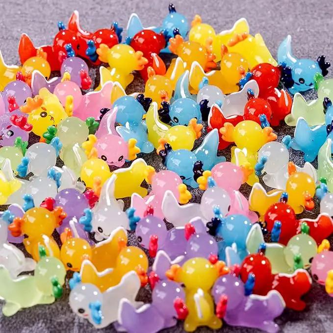 72 Pack Mini Animals Tiny Axolotl Figurines Glow in Night Bulk for Miniature Dollhouse Decor Accessories Garden Aquarium Potted Ornament Party DIY Charms Office Classroom Activity to Hide by GreenHaven Gardens
