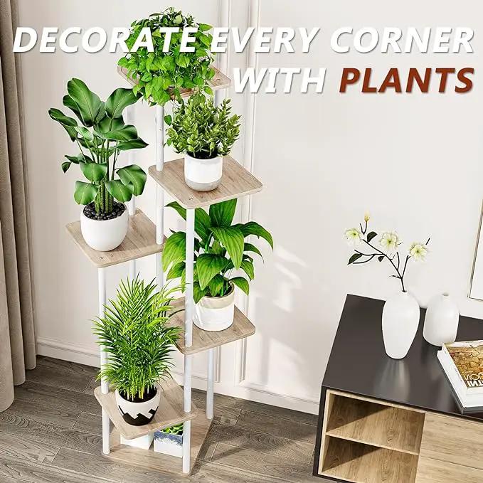 AZERPIAN Plant Stand 6 Tier Indoor Metal Flower Shelf for Multiple Plants Corner Tall Flower Holders for Patio Garden Living Room Balcony Bedroom, White by GreenHaven Gardens