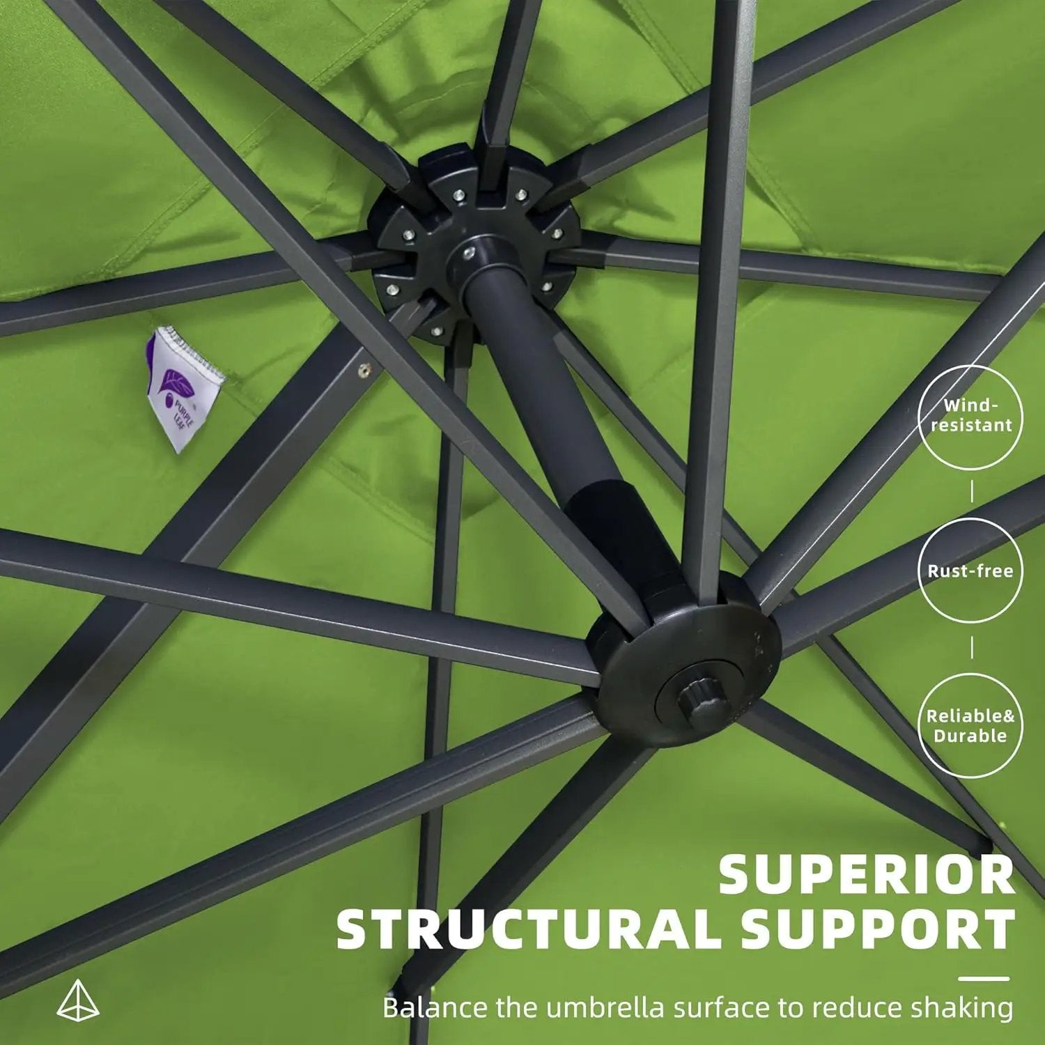 PURPLE LEAF 10' X 13' Patio Umbrella Outdoor Cantilever Rectangle Umbrella Aluminum Offset Umbrella with 360-degree Rotation for Garden Deck Pool Patio Apple Green by GreenHaven Gardens