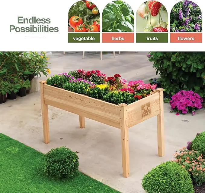 Raised Garden Bed with Legs 48x24x30 - Natural Cedar Wood Elevated Planter Box with Bed Liner for Flowers, Veggies, Herbs - 200lb Capacity by GreenHaven Gardens