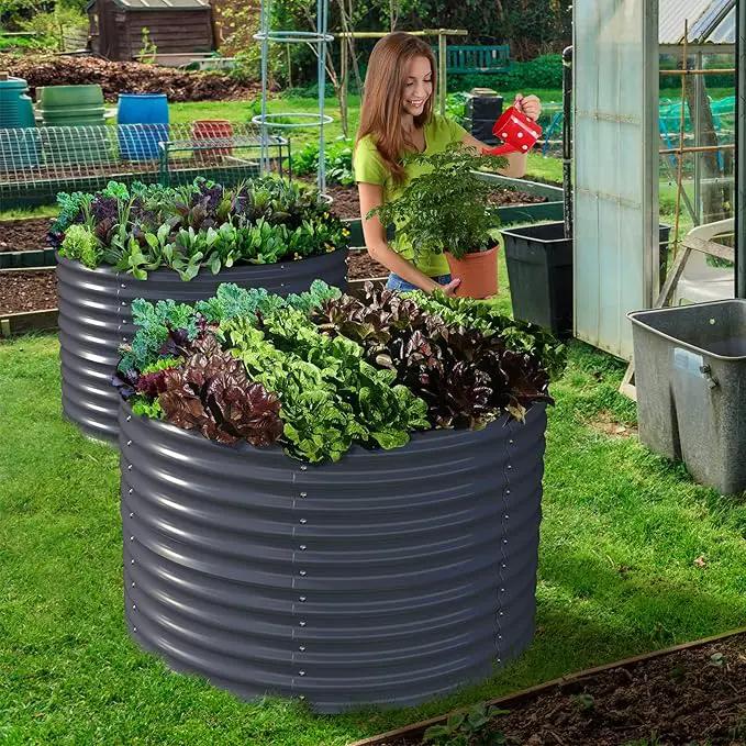 Olle 32" Tall, Metal Raised Garden Bed,Garden Beds Outdoor for Vegetables, Backyard Garden Kit, Raised Planter Box, Midnight Grey by GreenHaven Gardens
