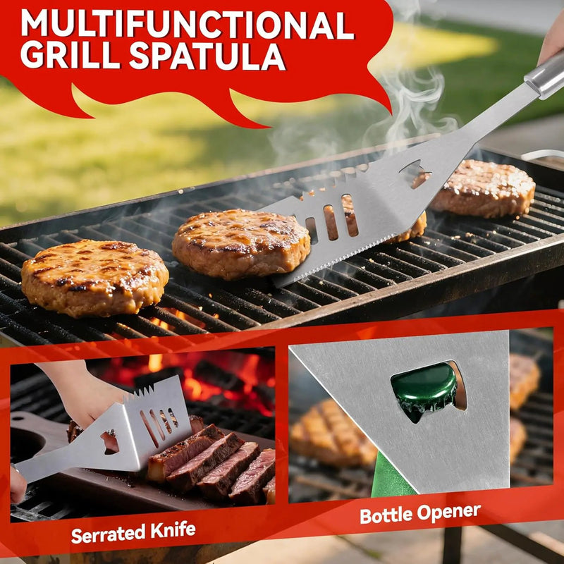 Supernal 110PCS Large Grilling Accessories,BBQ Accessories Heavy Duty Stainless Steel BBQ Grill Tools Set-Spatula,Tongs,Cleaning Brush & Meat Claws for Grills Outdoor Cooking,Gifts for Men Dad by GreenHaven Gardens
