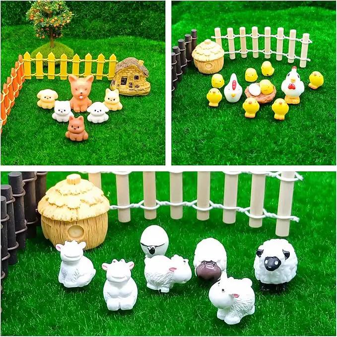100 Pcs Mini Resin Animals Figures, Farm Tiny Plastic Animals Figurines to Hide Miniature Fairy Garden Decorations Accessories by GreenHaven Gardens