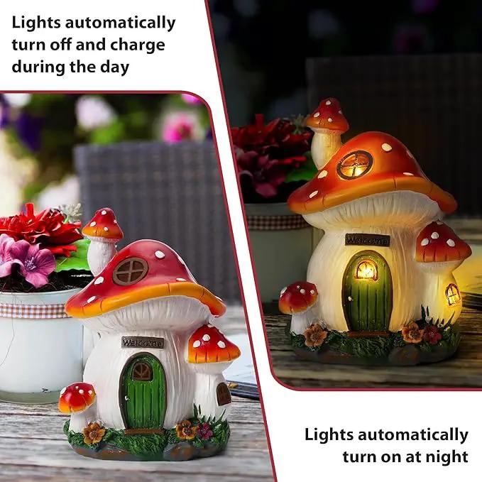 Mushroom House Garden Statue Outdoor, Solar Light Mushroom House Garden Figurines for Lawn, Balcony, Yard Decoration, Outdoor Garden Decoration by GreenHaven Gardens