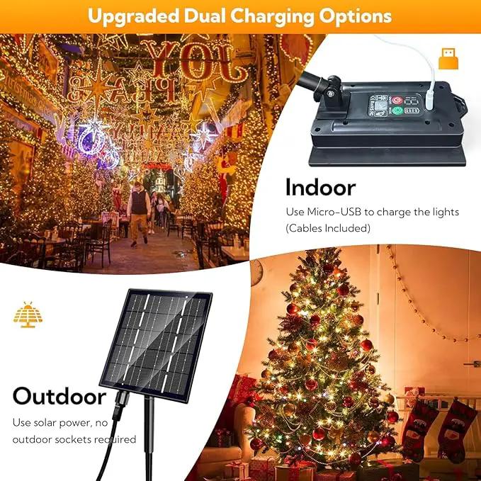 Solar Christmas Lights, 640 LED Solar String Lights 203ft 19 Modes Outdoor String Light for Xmas Trees, Festival, Balcony, Garden Decoration,Warm White by GreenHaven Gardens