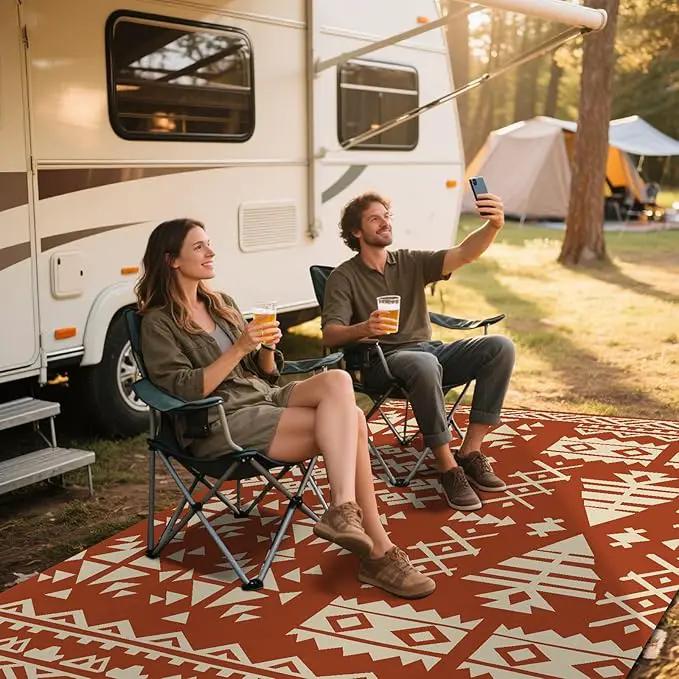 WILDROOTS 4x6 Feet Plastic Exotic Red Outdoor Rug, Stain Resistant Waterproof Reversible Outdoor Patio Rug, Fade Resistant Camping Rug by GreenHaven Gardens