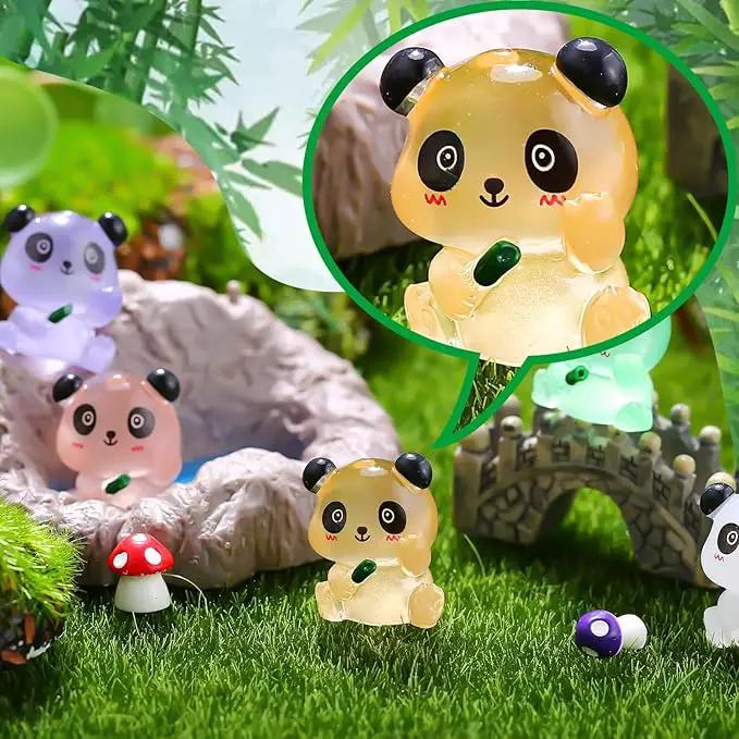 70Pcs Luminous Mini Resin Pandas, Tiny Resin Panda Figurines Miniature Resin Animals Figurines Glow in The Dark Mini Panda Figurines Bulk for Garden Landscape DIY Ornament Cake Topper Decor by GreenHaven Gardens