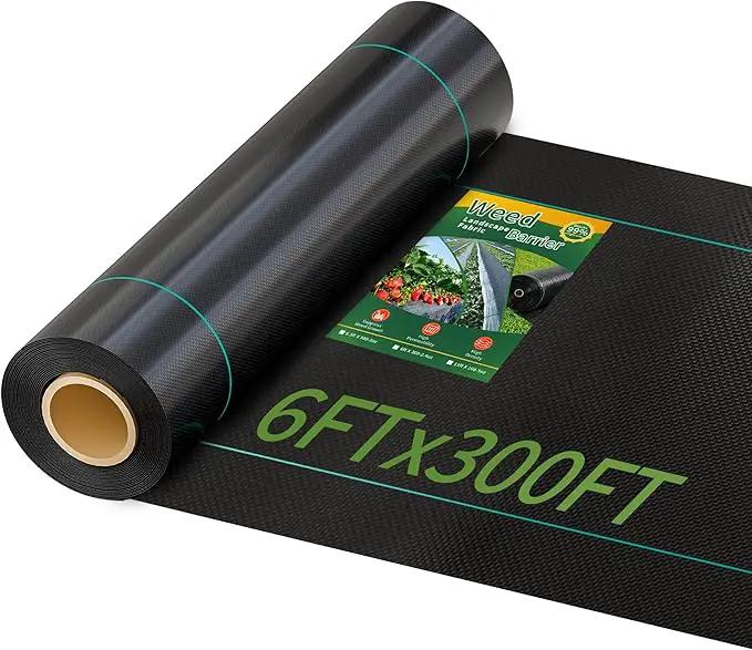 6ftx300ft Weed Barrier Landscape Fabric Heavy Duty, Premiun 2.4OZ Garden Geotextile Fabric, Outdoor Weed Blocker Landscaping Fabric, for Driveway Mats, Erosion Control, Ground Cover Weed Barrier by GreenHaven Gardens