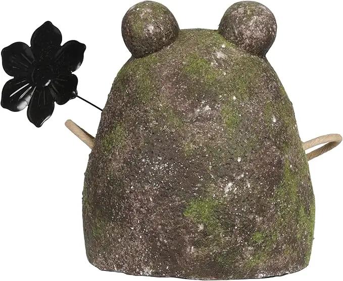 Alpine Corporation MCC834 Indoor/Outdoor Frog with Flower Garden Statue, Playful Frog Statue for Yard, 20" H, Green by GreenHaven Gardens
