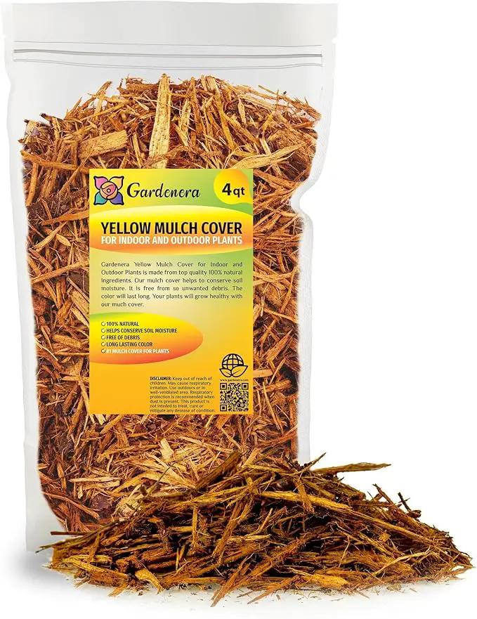 Yellow Mulch - Protect Your Plants with a Sustainable Ground Cover - 4 QUARTS by GreenHaven Gardens