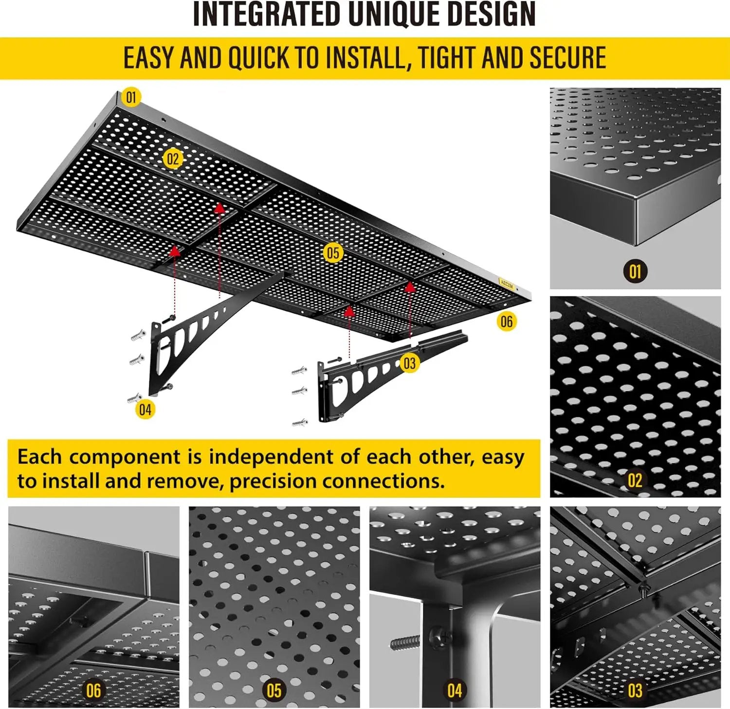 2-Pack 1.64x4ft Adjustable Garage Wall Shelving 560lbs Load Capacity Heavy Duty Wall Mounted Storage Shelf Metal Floating Shelves for Garage(Black) by GreenHaven Gardens