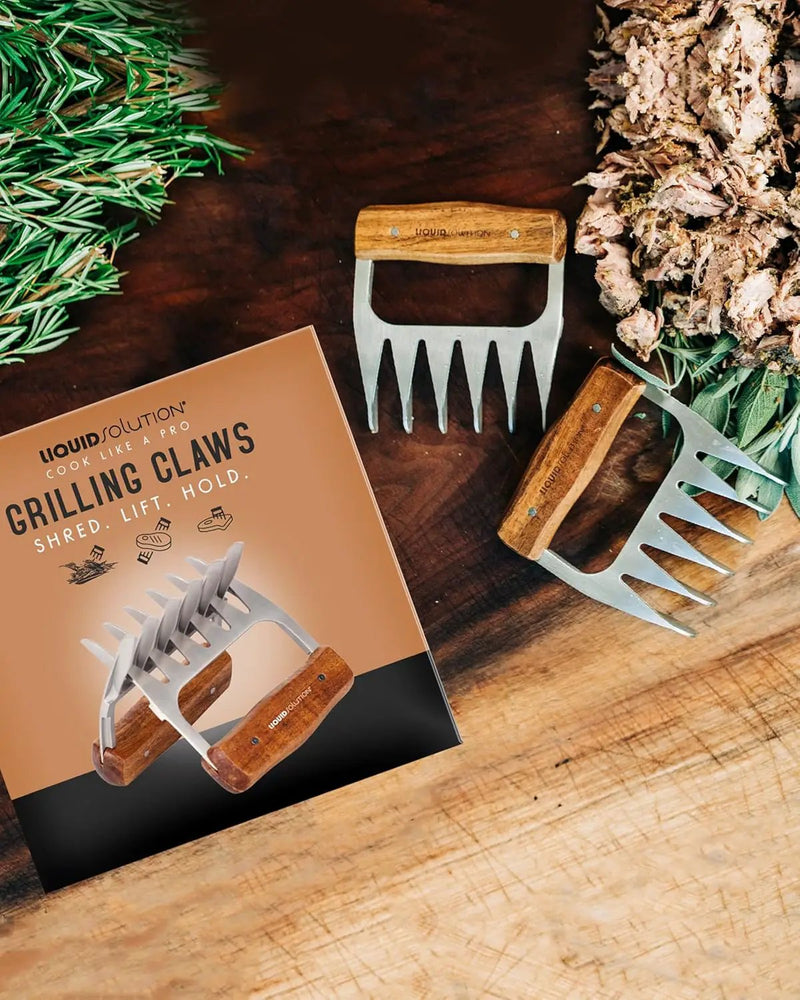 Premium 18/8 Stainless Steel Meat Shredder Claws with Wooden Handles: Effortlessly Shred, Pull, and Serve Pork, Turkey, Chicken, and Brisket! by GreenHaven Gardens