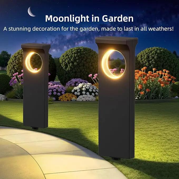 Solar Pathway Lights Outdoor, 2 Pack Upgraded Moon Shaped Landscape Lights - Brighter & Waterproof Solar Powered Decor for Yard, Garden, Path, Walkway, and Outdoor Decoration by GreenHaven Gardens