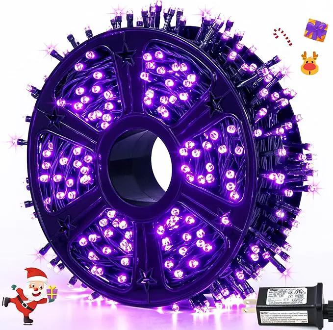 JMEXSUSS 500 LED Purple Christmas Lights, 173ft 8 Modes Christmas String Lights Outdoor Waterproof, Green Wire Purple LED Christmas Tree Lights for Indoor Party House Christmas Decorations by GreenHaven Gardens
