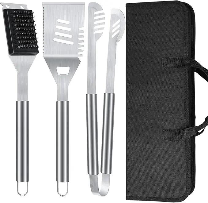 BBQ Grill Tools Set 16-inch Heavy Duty, 3 Pcs - Barbecue Utensils Kit for Camping, Kitchen, Outdoor Cooking,Suitable as a Gift for Men, Fathers, Friends by GreenHaven Gardens