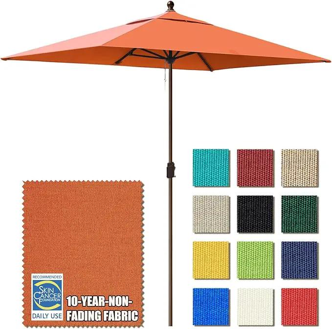 EliteShade USA 10-Year-Non-Fading 6.5x10Ft Rectangular Market Umbrella Patio Umbrella Outdoor Table Umbrella with Ventilation（Rust） by GreenHaven Gardens
