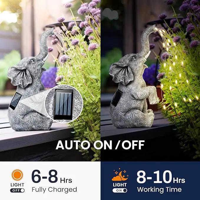 GIGALUMI Solar Garden Decor Watering Elephant Statues Outdoor, Birthday Gifts for Women Mom Grandma Senior Elder, Elephant Ornament for Balcony, Garden, Patio, Yard, Lawn (Constant Lights Only) by GreenHaven Gardens