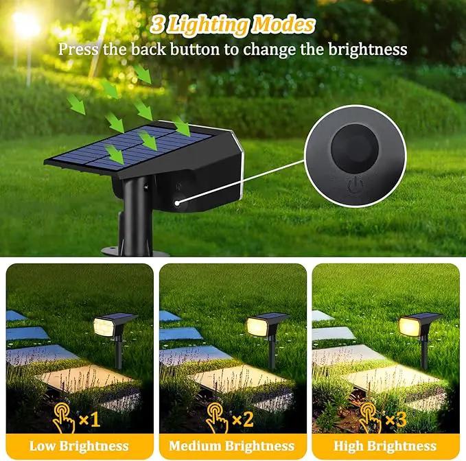 Solar Spot Lights Outdoor, 59 LED Solar Lights Outdoor Waterproof, Outdoor Solar Lights for Yard with 3 Lighting Modes, Landscape Spotlights for Garden Pathway Driveway, Warm White by GreenHaven Gardens