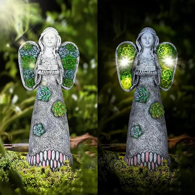Garden Angels Statue-Solar Angel Statues Cemetery Decoration- Outdoor Memorial Pray Angels Figurine for Patio Lawn Yard Porch Decorations,10.24 Inches by GreenHaven Gardens
