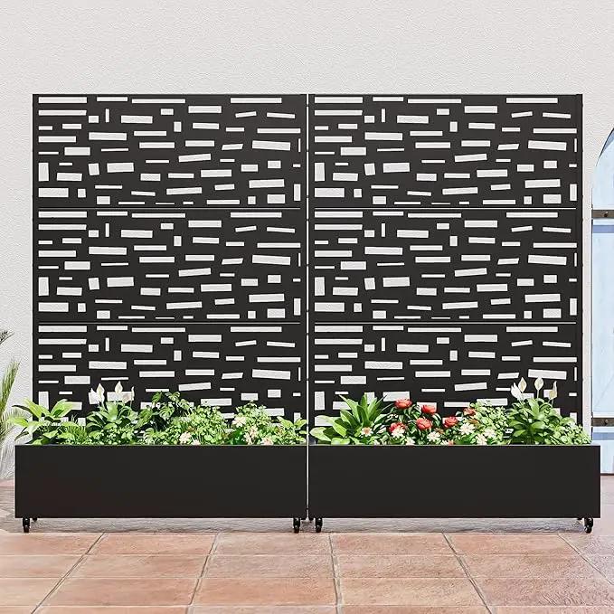Casaphoria Metal Raised Garden Bed with Trellis and Wheels, 72"x47"x16" Planter Box for Climbing Plants, Vegetables & Vines, Features Drainage Holes and Privacy Screen (Black-Gerald) by GreenHaven Gardens