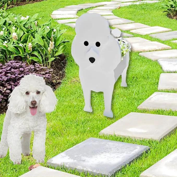 Poodle Dog Planter Plant Pots,Cute Garden Dog Flower Planter,Dog Planters Birthday Gifts for Women,Office,Indoor/Outdoor Decor（9.45 * 8.35 * 13.39in） by GreenHaven Gardens