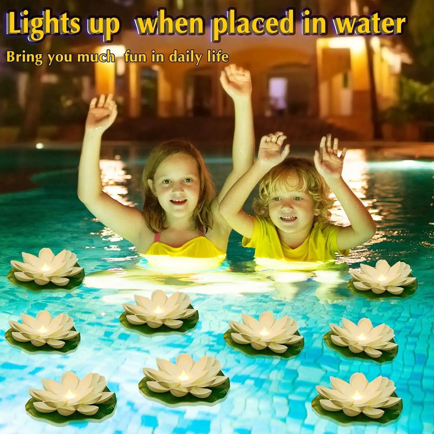 Liliful 36 Pcs Diwali Lotus Decoration Floating Lights Lotus Artificial Floating Flowers for Pool with LED Lights Battery Operated for Indian Puja Ganesh chaturthi Diwali(5.91 Inch,White) by GreenHaven Gardens