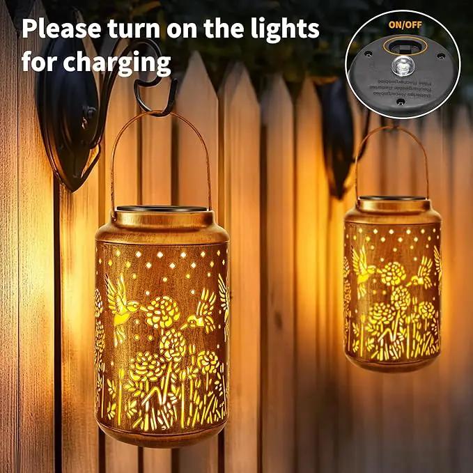 ODEETRONIC Hummingbird Solar Lantern Lights - Outdoor Waterproof Hanging Lanterns, Solar Garden Lights Birthday Gifts for Women Mom Grandma, Metal Hummingbird LED Lanterns for Garden Yard Patio Decor by GreenHaven Gardens