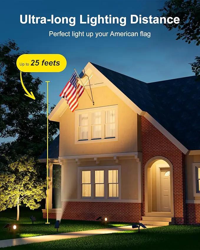 Solar Spot Lights Outdoor Waterproof for Flag, Tree, Plant, Sign, Statue, Mailbox, Bright LED Outside Landscape Flood Spotlights for Ambient Uplighting Yard, Garden, House, Backyard, Patio, Pathway by GreenHaven Gardens