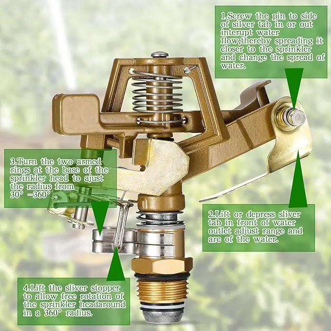 Ferraycle 20 Pieces 1/2 Inch Brass Impact Sprinkler Head with Nozzles Heavy Duty Adjustable 0-360 Degrees Impulse Sprinkler Head Lawn Watering for Yard Irrigation by GreenHaven Gardens