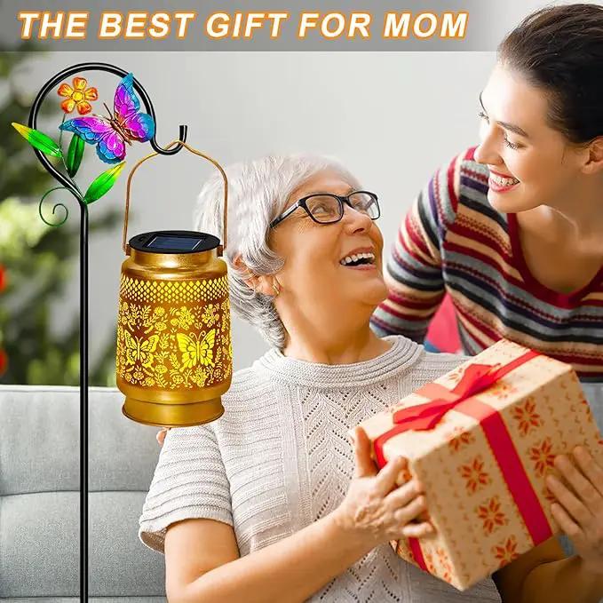 2 Pack Solar Lanterns Outdoor Waterproof,Butterfly Solar Lights Garden Decor Gifts for Mom Women Grandma Decoration Outside for Yard, Patio,Backyard,Porch by GreenHaven Gardens