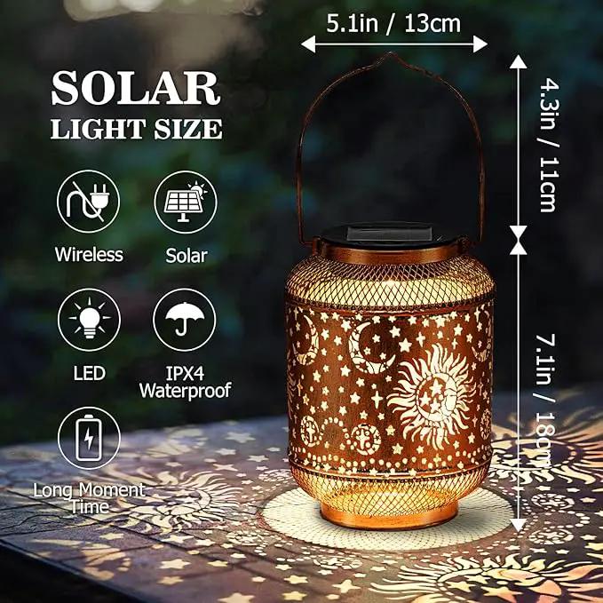 Solar Lanterns Outdoor Garden Decor, Metal Sun Moon Decor Lanterns Birthday Gifts for Women Mom Grandma, Waterproof Hanging Outdoor Solar Lights for Patio, Yard, Lawn, Landscape by GreenHaven Gardens