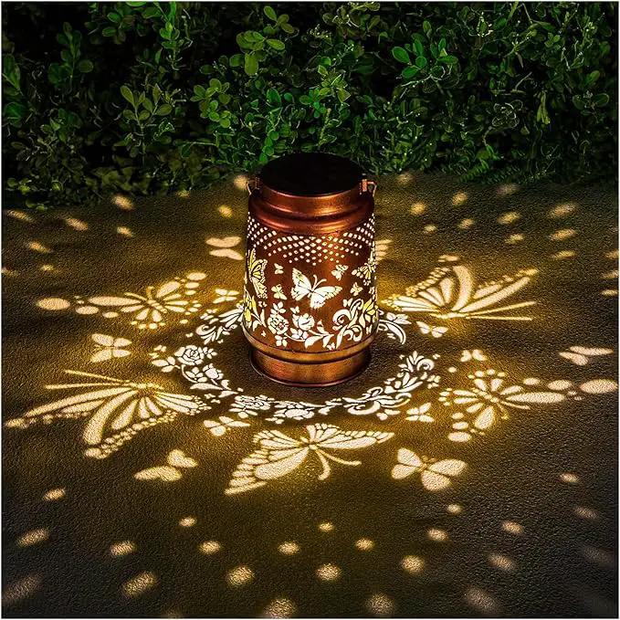Solar Lanterns Outdoor Waterproof Butterfly Garden Decor Birthday Gifts for Women Mom Grandma, Hanging Solar Lights Metal Lantern Decoration Outside for Yard, Patio, Backyard, Porch by GreenHaven Gardens